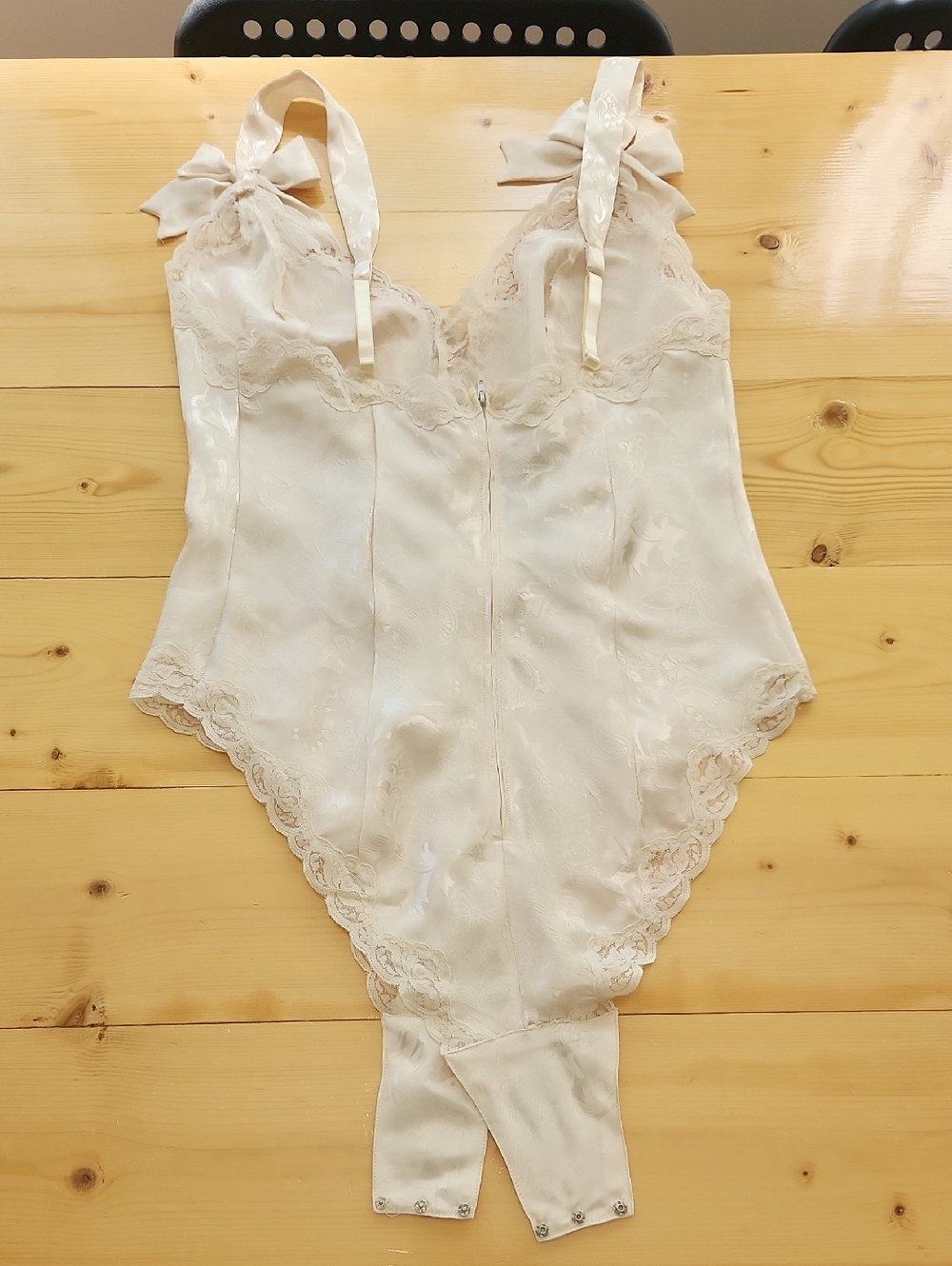 Victoria's Secret 80s Gold Label Champagne Teddy Bodysuit Bridal Vintage Size M - Picture 15 of 16